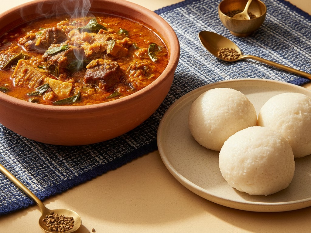 Egusi soup with pounded yam
