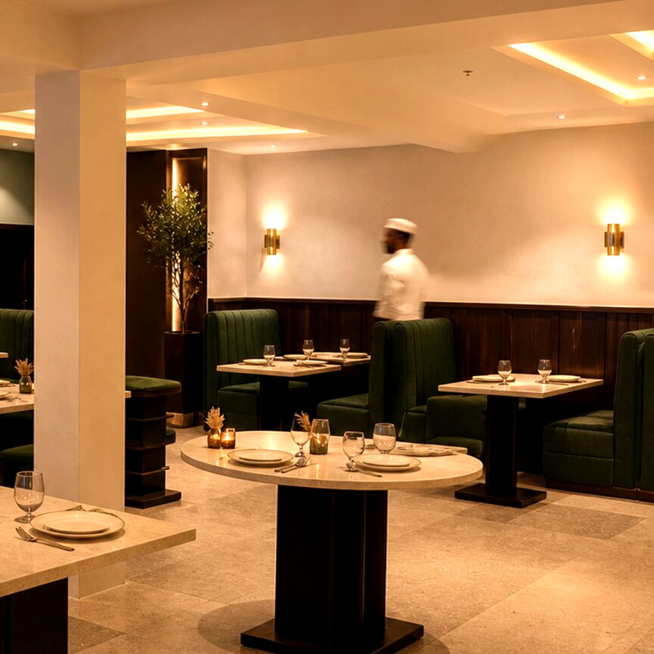 Restaurant interior seating area
